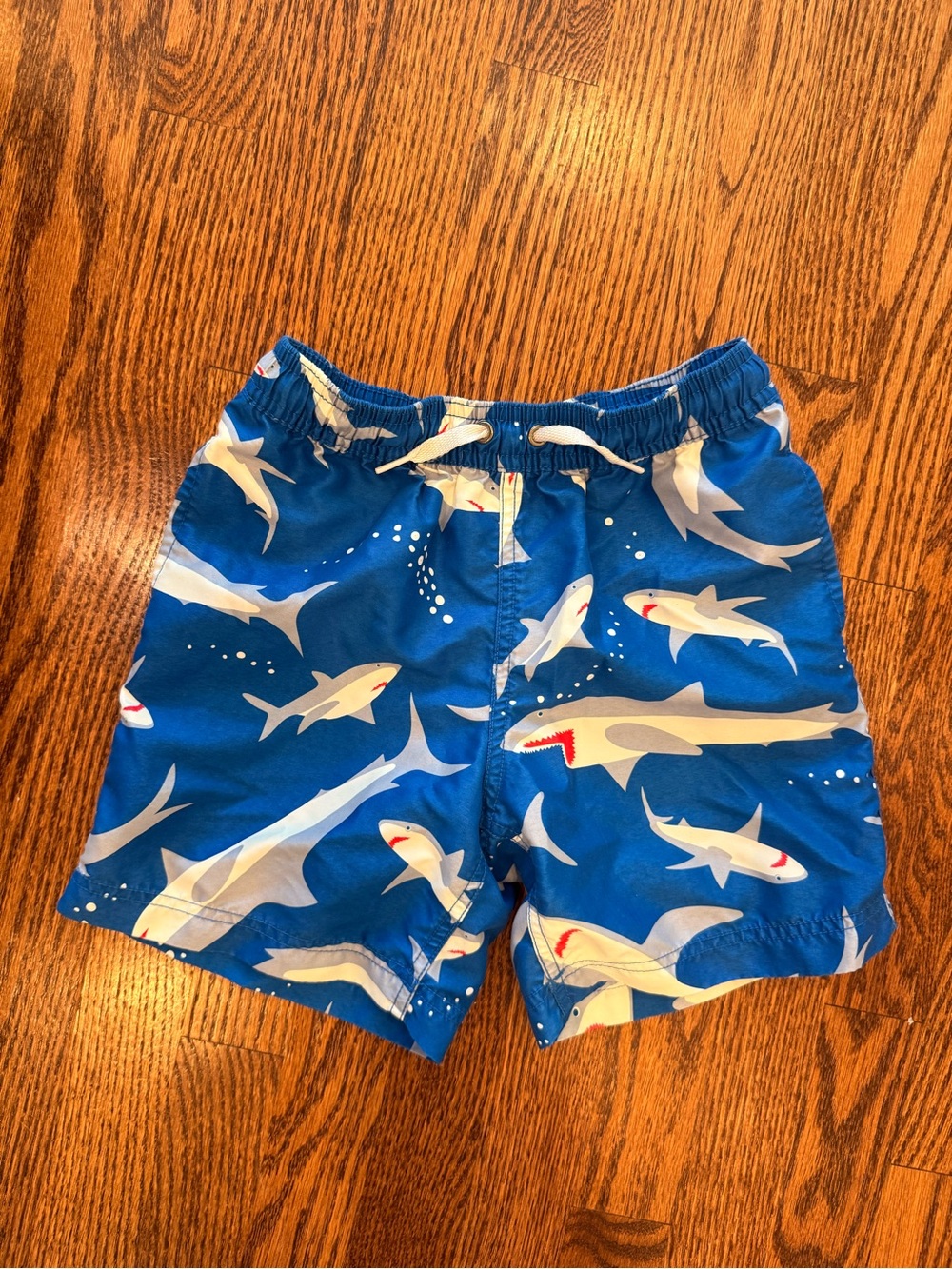 Hanna Andersson Blue Shark Print Kids Shorts, size 6-7